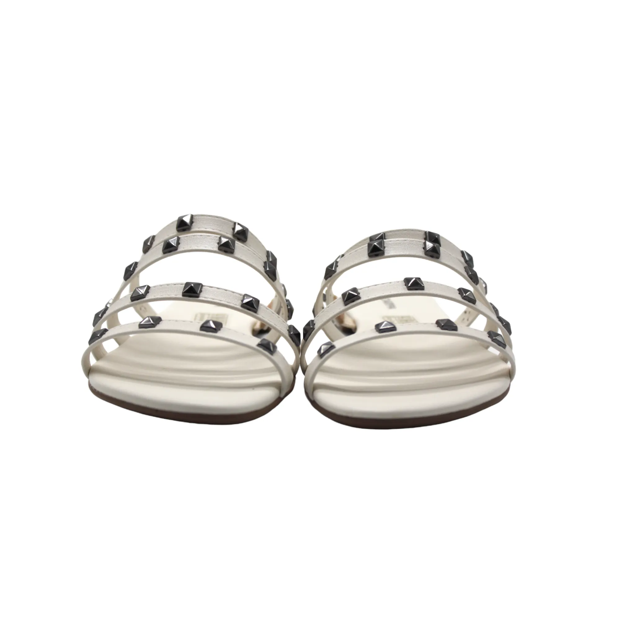 Studded Off White Slip On Flat Sandals