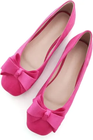 Stunner Women's Casual Flats Square Toe Bowknot Ballet Flats Comfortable Slip On Wedding Dress Shoes