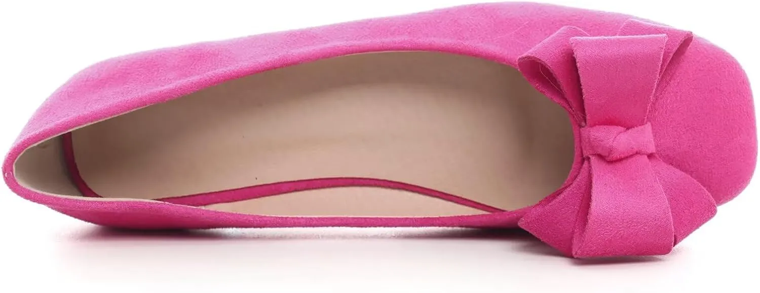 Stunner Women's Casual Flats Square Toe Bowknot Ballet Flats Comfortable Slip On Wedding Dress Shoes