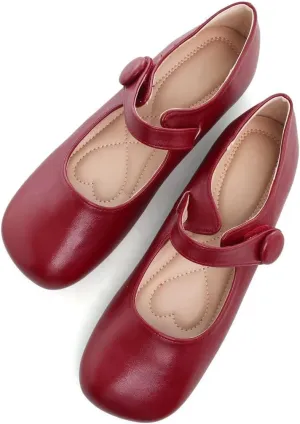 Stunner Women's Leather Dress Flats - Comfortable Square Toe Slip On Mary Jane Work Flats