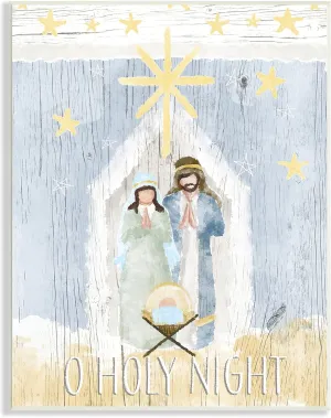 Stupell Industries Holy Night Holiday Nativity Stable Yellow Stars, Designed by Andi Metz Wall Plaque, 10 x 15, Blue