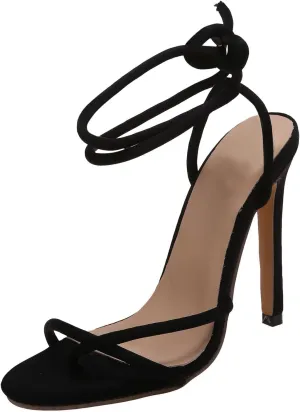 SuanlaTDS Women's High Heels Sandals Strappy Open Split Toe Flip Flops Crisscross Lace Up Stiletto Heel Comfortable Dressy Summer 2025 Daily Wear Prom Wedding Party Vacation Stilettos Heeled Sandal