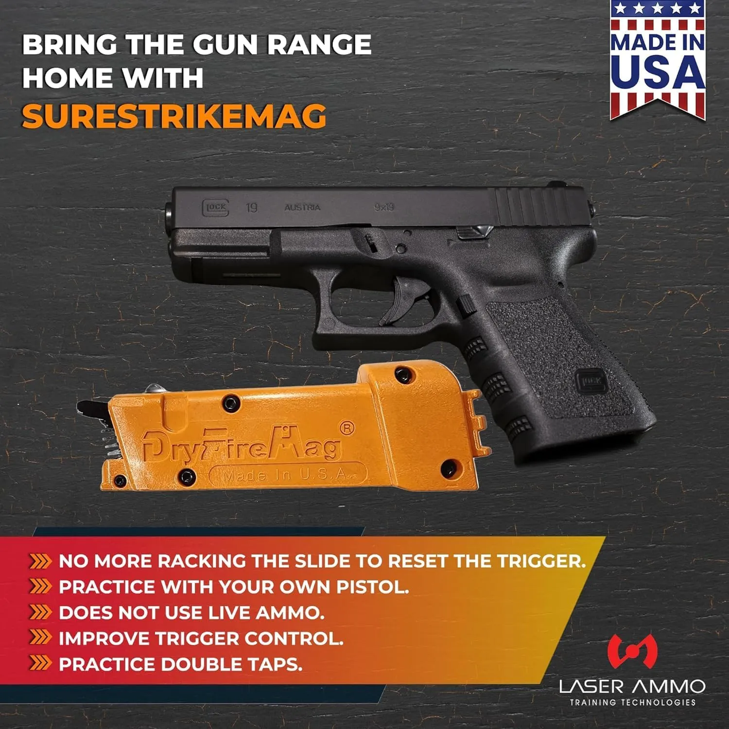 SureStrike MAG Dry Fire Training Kit - Smart Dryfiremag with Surestrike 9mm Training Laser (Class 1, 3.5mW Maximum Output) (Choose from Red or Invisible)