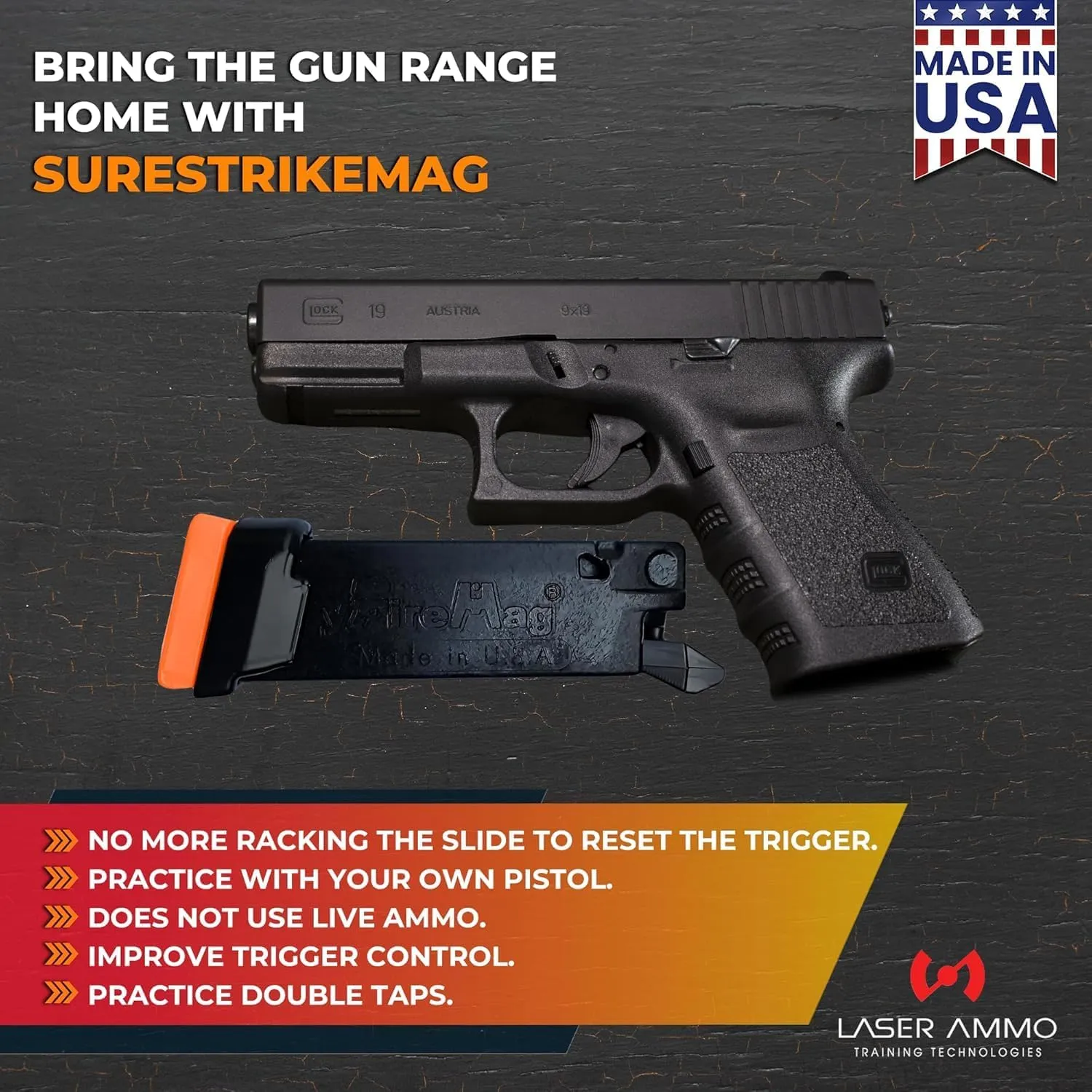 SureStrike MAG Dry Fire Training Kit - Smart Dryfiremag with Surestrike 9mm Training Laser (Class 1, 3.5mW Maximum Output) (Choose from Red or Invisible)