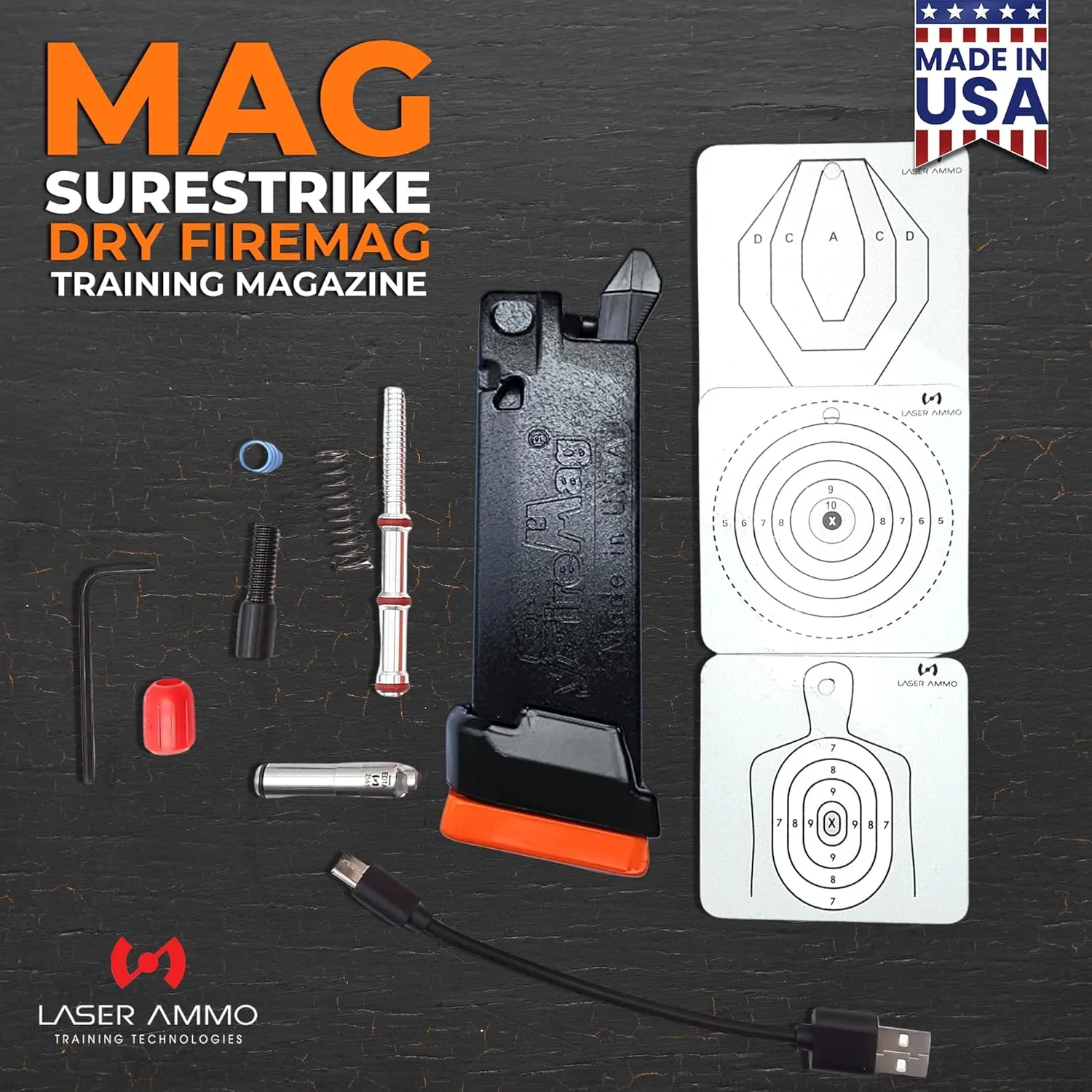 SureStrike MAG Dry Fire Training Kit - Smart Dryfiremag with Surestrike 9mm Training Laser (Class 1, 3.5mW Maximum Output) (Choose from Red or Invisible)
