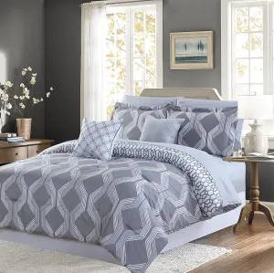 Sweet Home Collection Decorative Fashion Includes Comforter, Sheet Set, and More, King, Geometric Gray, 9 Piece