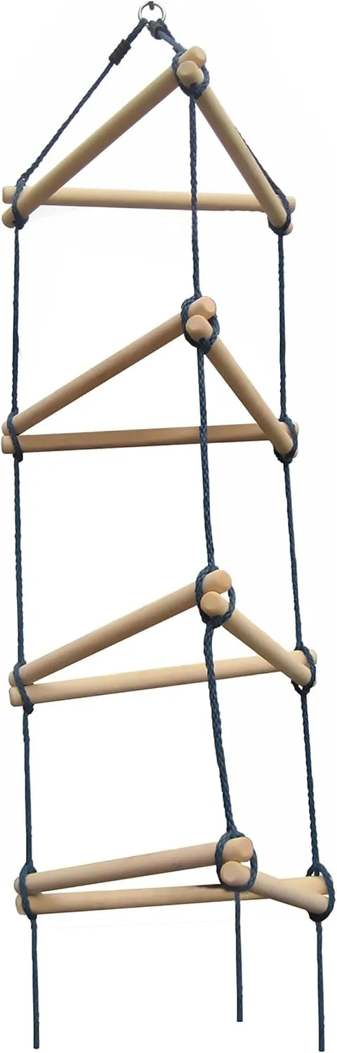 Swing-N-Slide NE 3023 Triangle Rope Ladder Swing Set Climbing Attachment with Ground Anchors, Brown