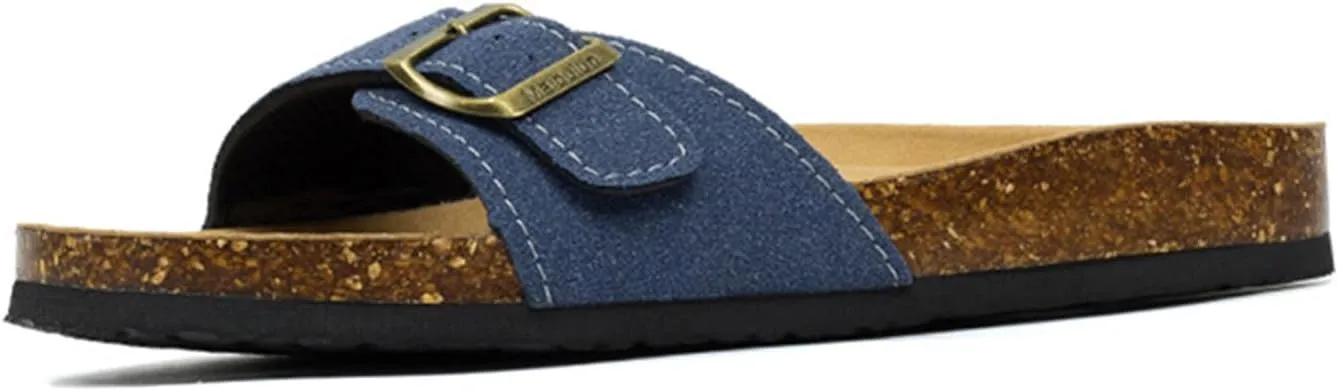 SywzX&xfybz Womens Flat Sandals with Cork Footbed Open Toe Slides Adjustable Slip On Slippers for Summer