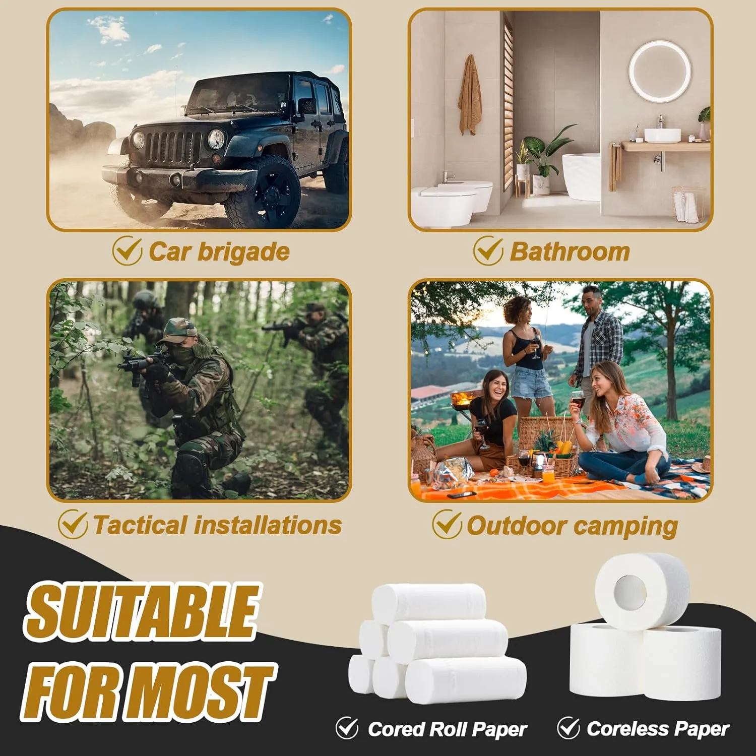 Tactical Toilet Paper Holder Roll Paper Storage Bag Waterproof Camping Tissue Box Portable & Foldable Paper Towel Holder for Camping Hiking Picnic Outdoor Tent Travel