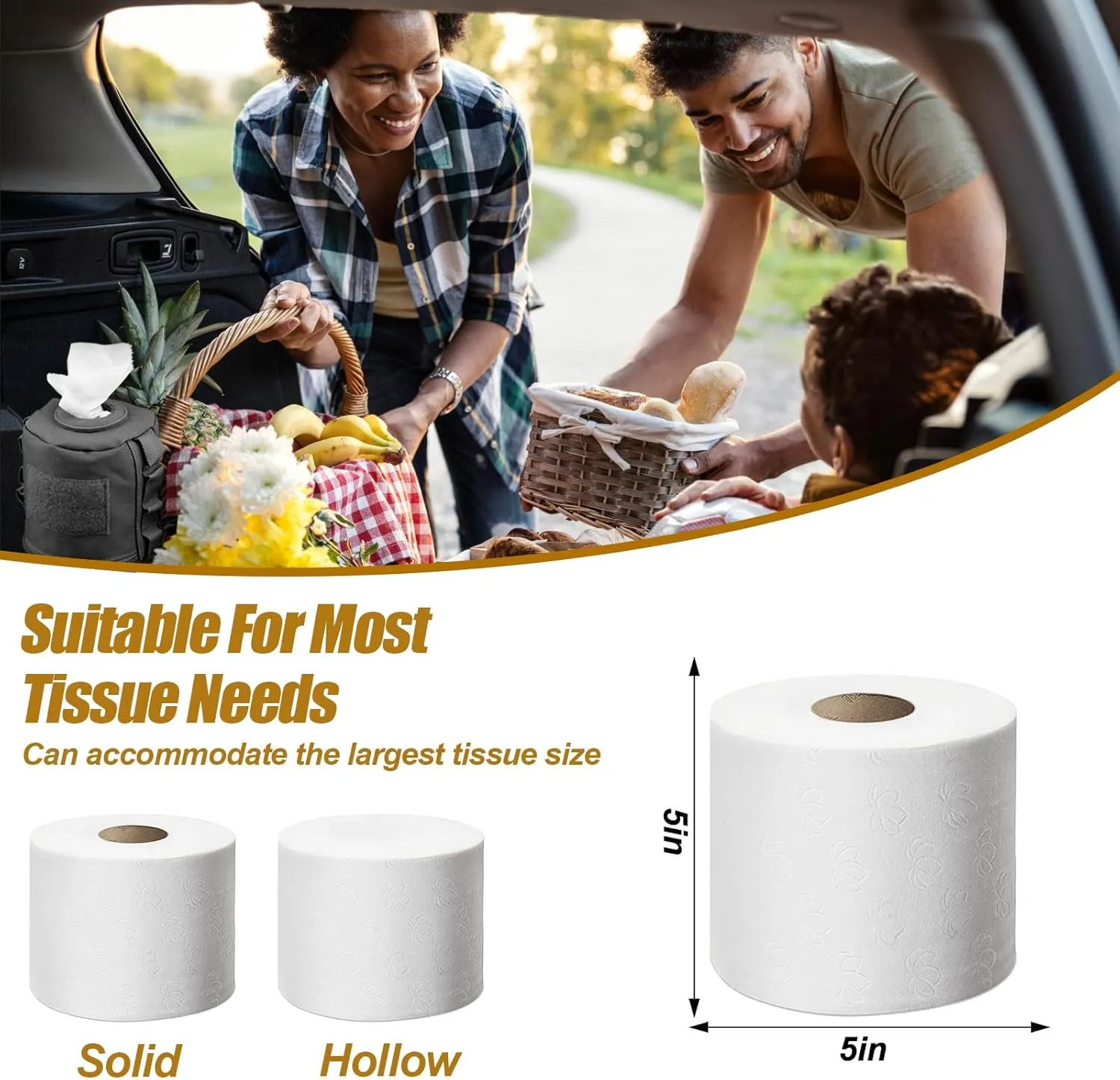 Tactical Toilet Paper Holder Roll Paper Storage Bag Waterproof Camping Tissue Box Portable & Foldable Paper Towel Holder for Camping Hiking Picnic Outdoor Tent Travel