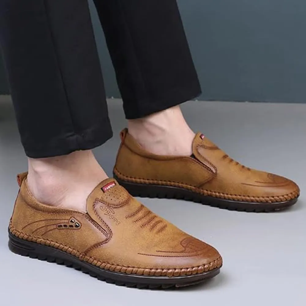 TangDao Men’s Loafers, Leather Slip On Moccasins Penny Loafers, Breathable Driving Walking Lightweight Casual Shoes