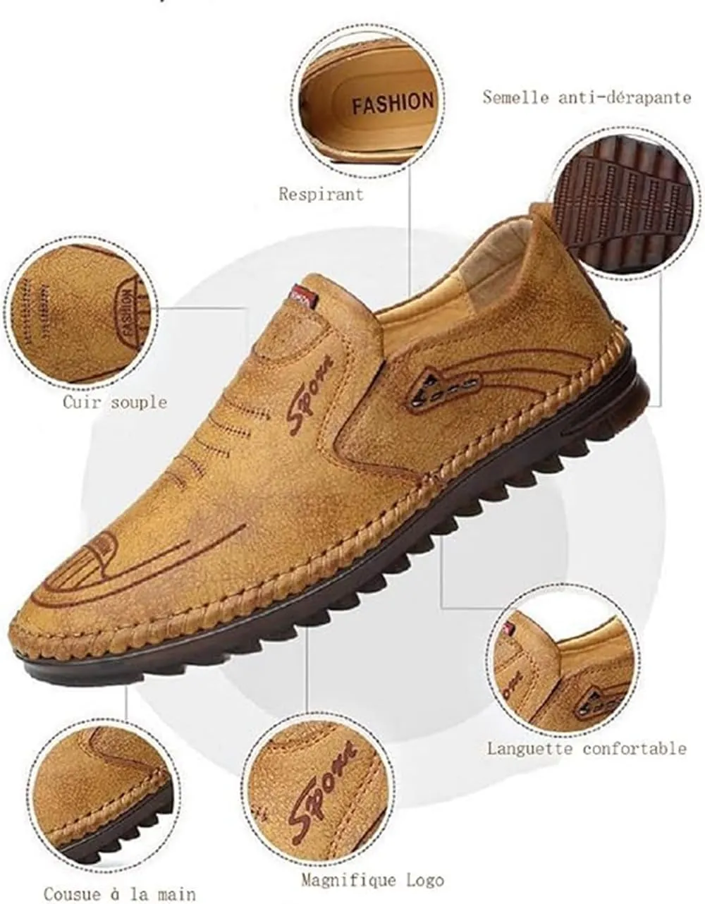 TangDao Men’s Loafers, Leather Slip On Moccasins Penny Loafers, Breathable Driving Walking Lightweight Casual Shoes