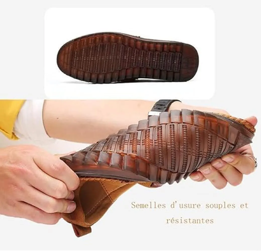 TangDao Men’s Loafers, Leather Slip On Moccasins Penny Loafers, Breathable Driving Walking Lightweight Casual Shoes