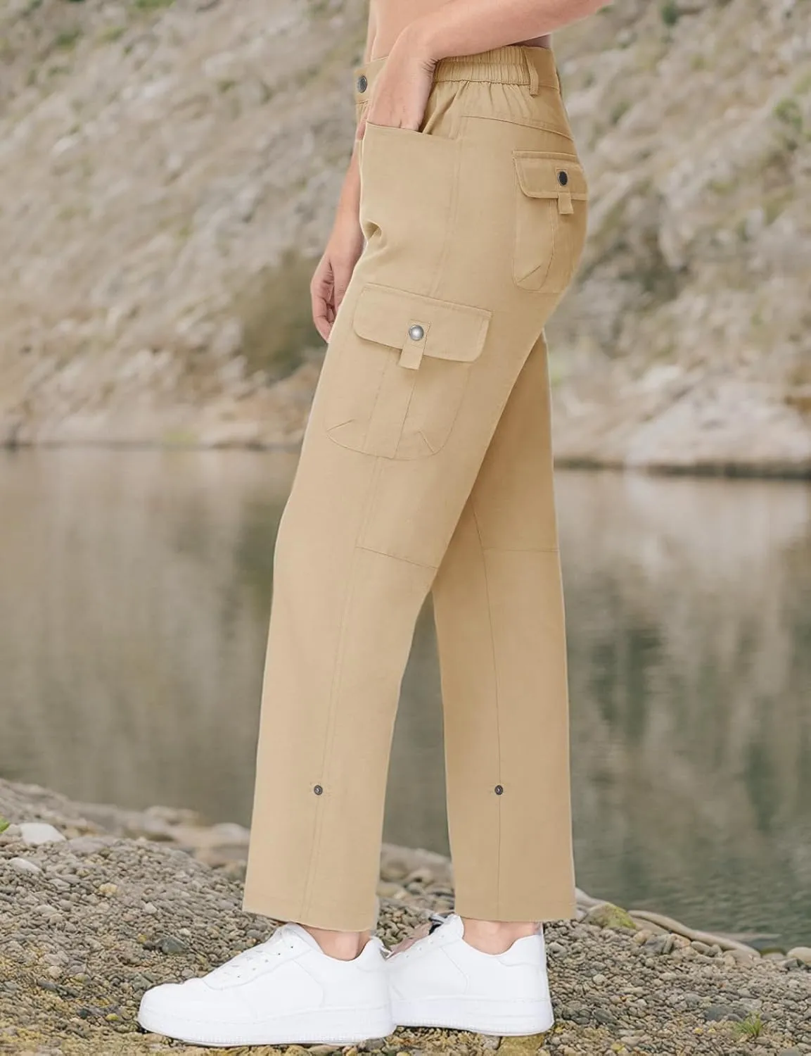 TBMPOY Women's Hiking Pants Quick Dry Convertible Lightweight Roll Up Cargo Pockets Travel Essentials Waterproof Work