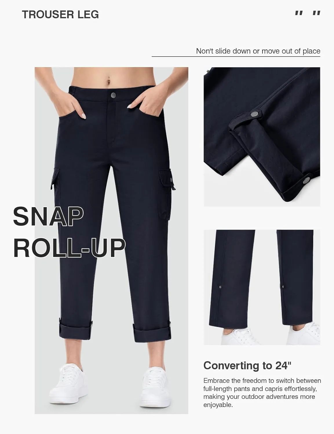 TBMPOY Women's Hiking Pants Quick Dry Convertible Lightweight Roll Up Cargo Pockets Travel Essentials Waterproof Work