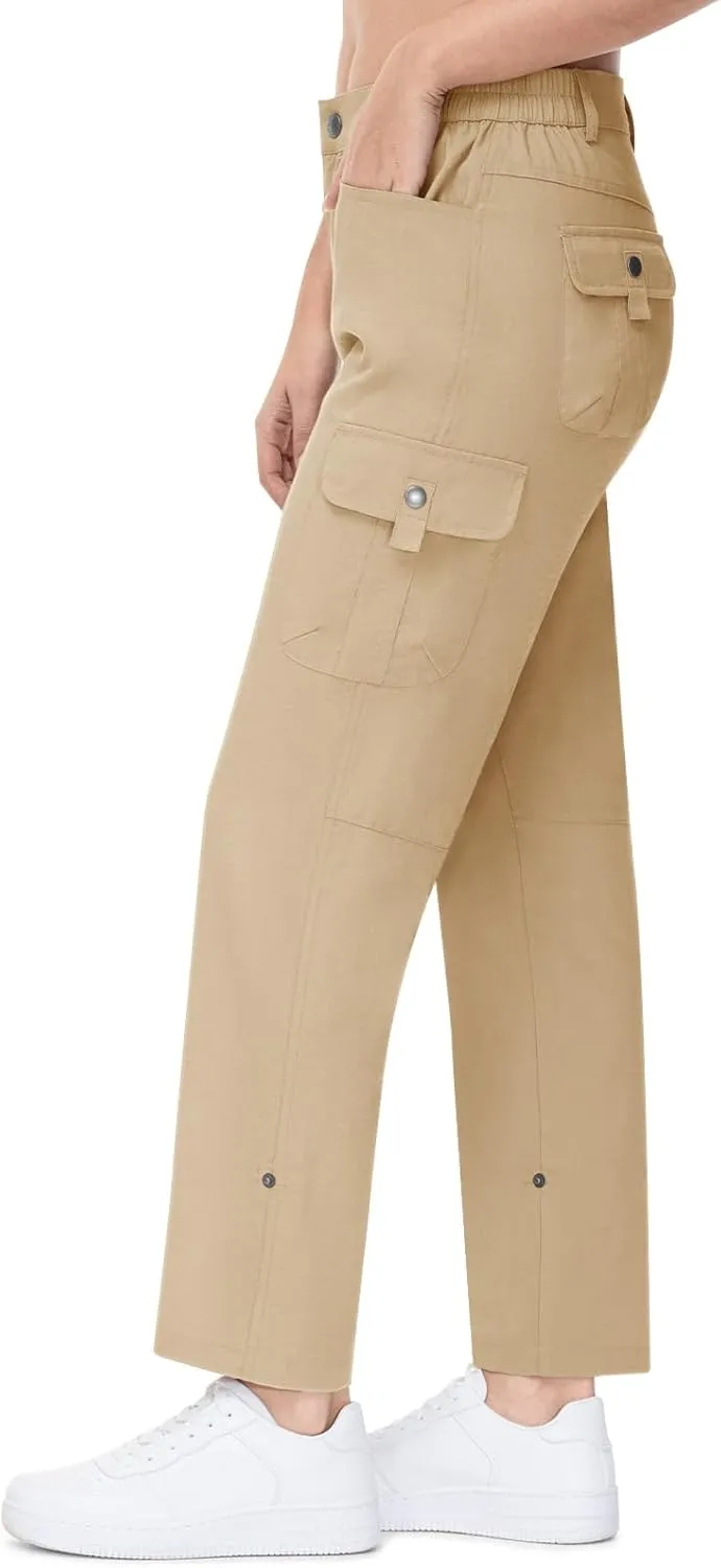TBMPOY Women's Hiking Pants Quick Dry Convertible Lightweight Roll Up Cargo Pockets Travel Essentials Waterproof Work