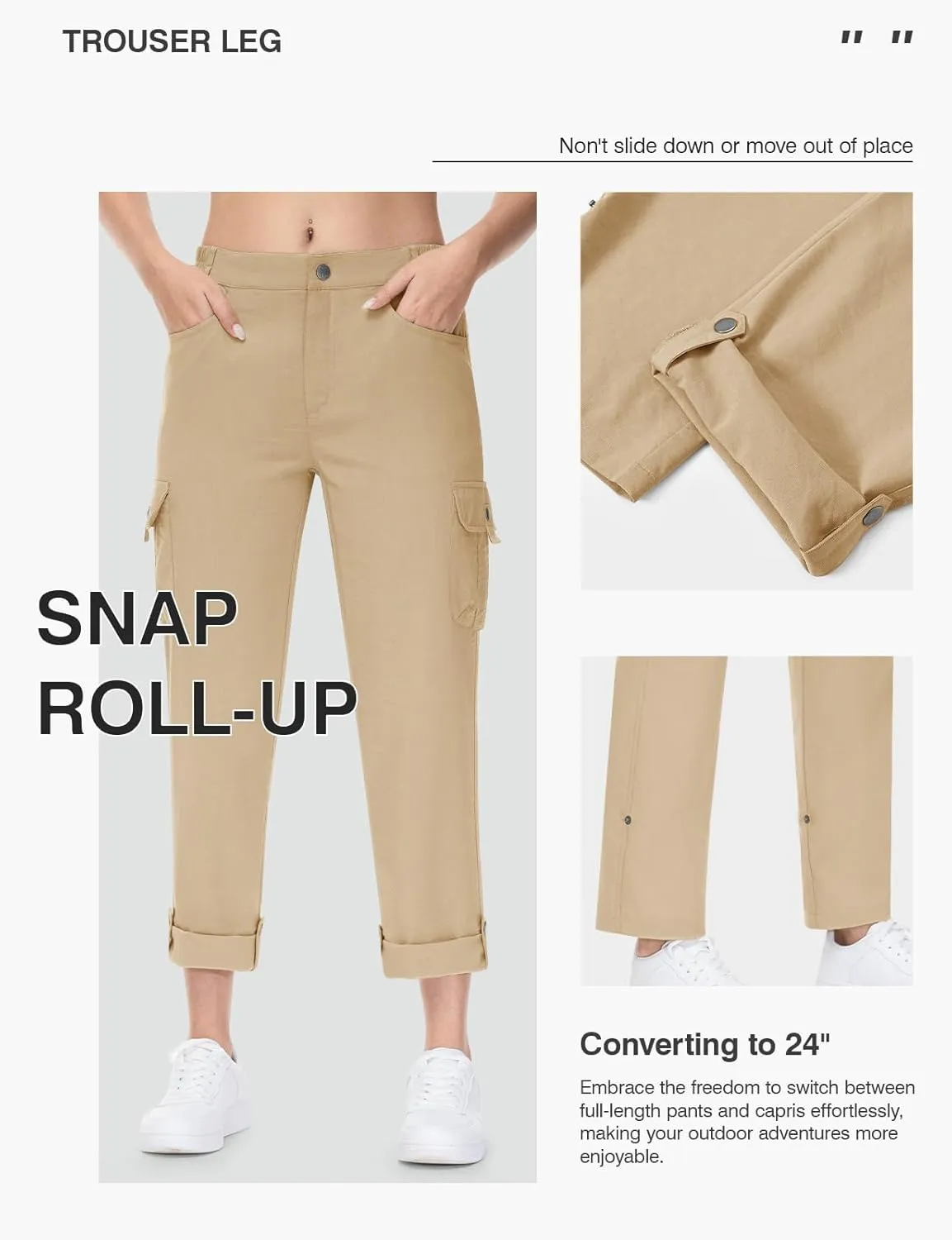 TBMPOY Women's Hiking Pants Quick Dry Convertible Lightweight Roll Up Cargo Pockets Travel Essentials Waterproof Work