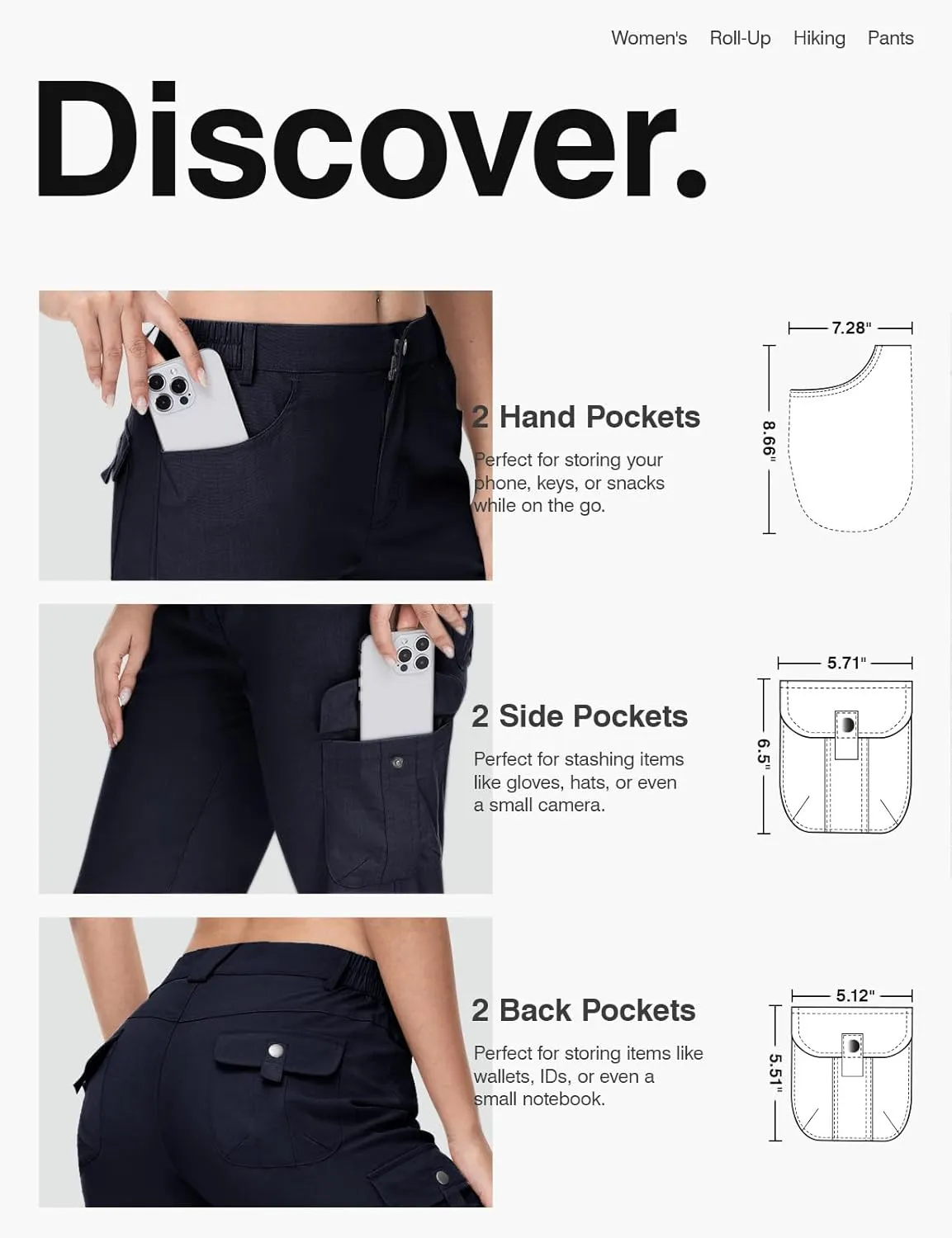 TBMPOY Women's Hiking Pants Quick Dry Convertible Lightweight Roll Up Cargo Pockets Travel Essentials Waterproof Work