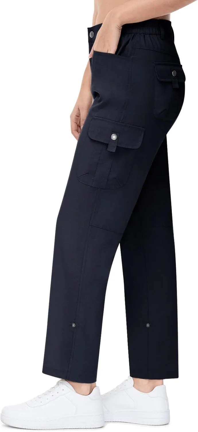 TBMPOY Women's Hiking Pants Quick Dry Convertible Lightweight Roll Up Cargo Pockets Travel Essentials Waterproof Work