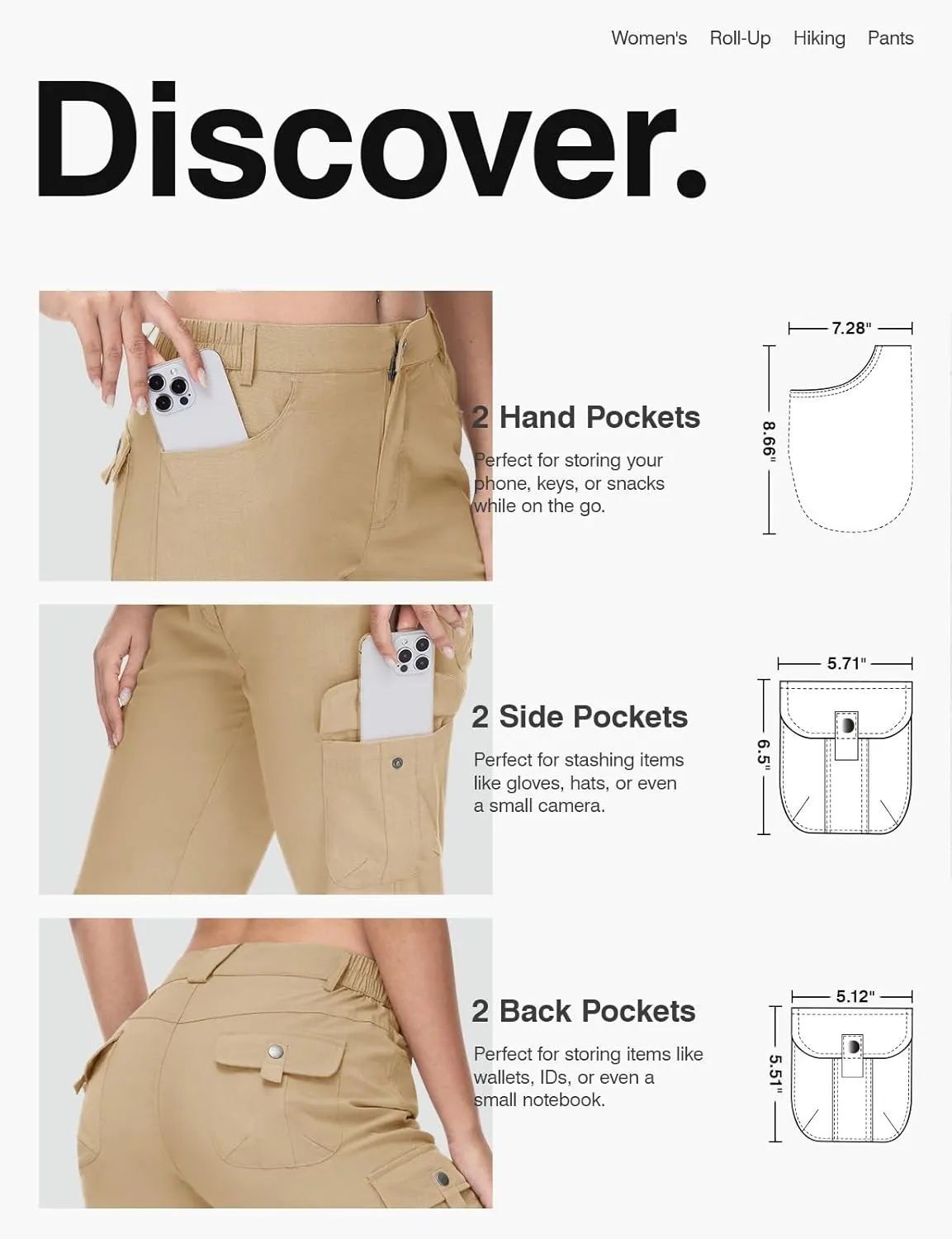 TBMPOY Women's Hiking Pants Quick Dry Convertible Lightweight Roll Up Cargo Pockets Travel Essentials Waterproof Work