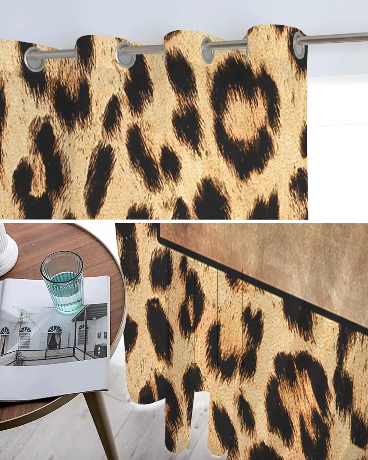 Teamery Sheer Curtains 84 Inches Long, High Heels Leopard Sheer Curtains, Sheer Voile Window Curtains for Bedroom Living Room Kitchen, Grommet Curtains & Drapes, 52Wx84L 2 Panels
