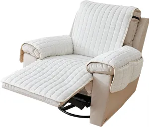 Thick Velvet Soft Couch Cover, Washable Non-Slip Protector for 1/2/3 Seats, Elastic Strap Fit 21"~66" Width(White,116 * 190CM)