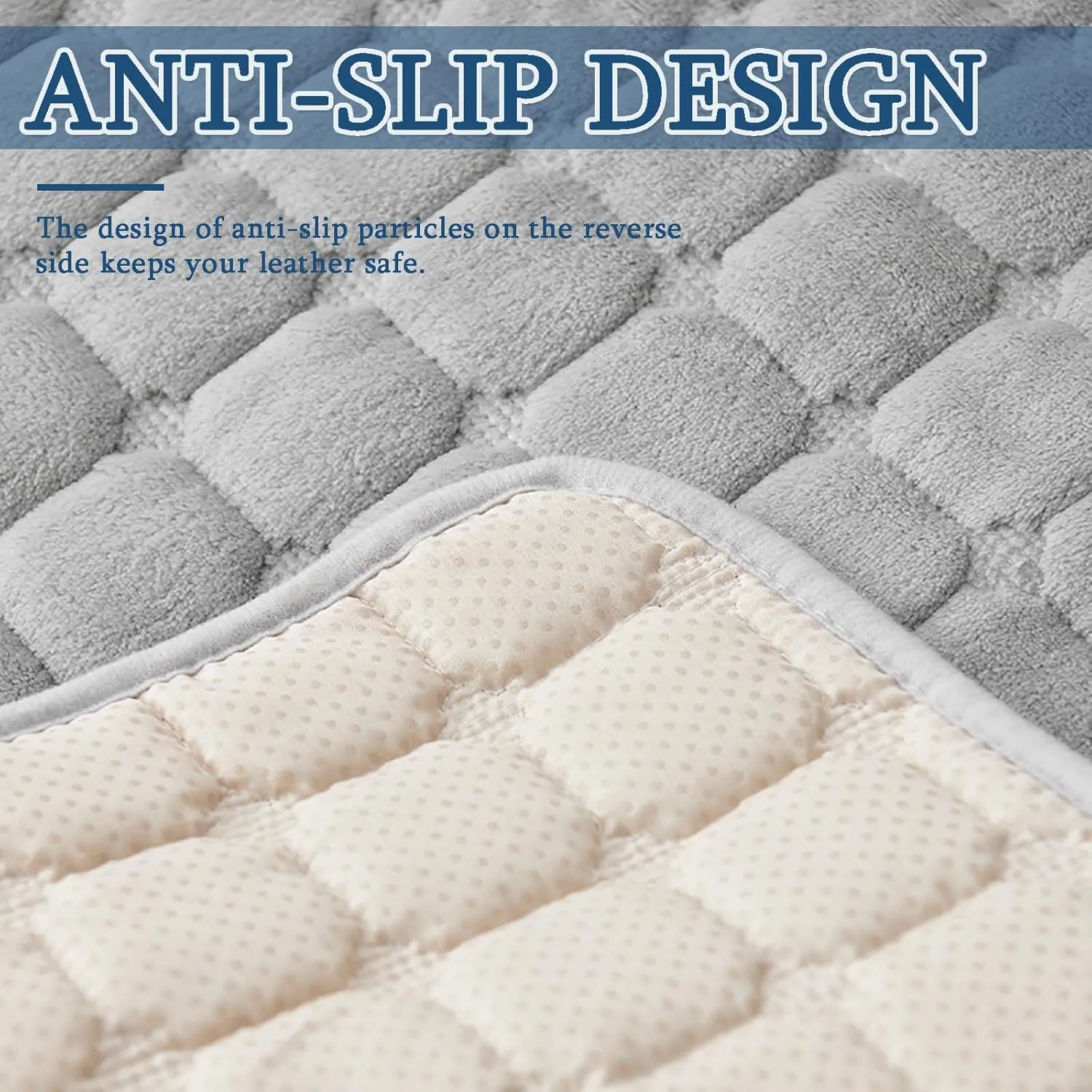 Thick Velvet Soft Couch Cover, Washable Non-Slip Protector for 1/2/3 Seats, Elastic Strap Fit 21"~66" Width(White,116 * 190CM)