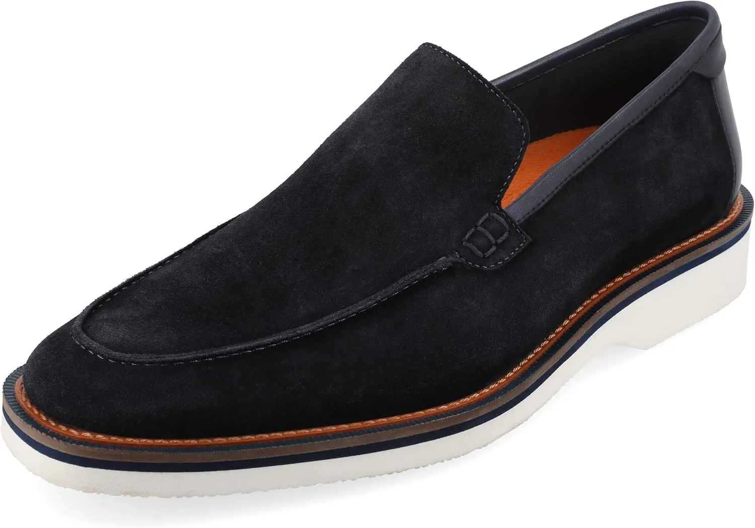 Thomas & Vine Mens Moc Toe Slip-on Suede Loafer Gaylon Lightweight Tru Comfort Foam Rubber Sole Casual Dress Shoe Navy 9 Medium MENS US