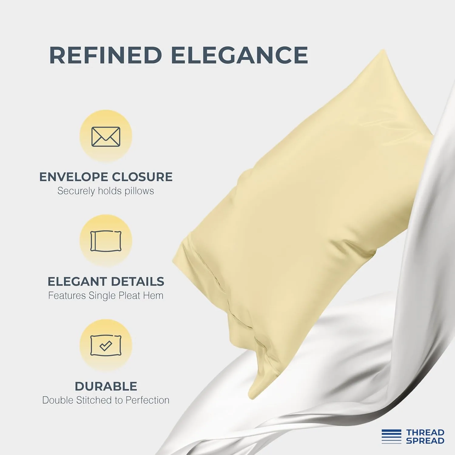 THREAD SPREAD 100% Egyptian Cotton King Size Sheets Set - Luxury 1500 Thread Count Egyptian Cotton Sheets King Size, 17" Deep Pocket, Soft, Cooling Sateen Weave Hotel Quality Bedding Set - Beige