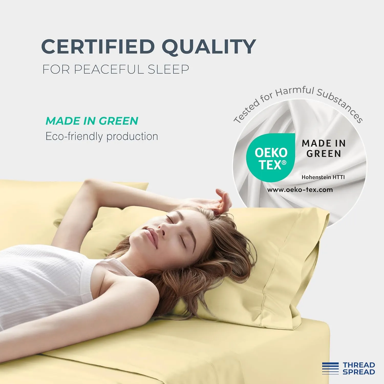 THREAD SPREAD 100% Egyptian Cotton King Size Sheets Set - Luxury 1500 Thread Count Egyptian Cotton Sheets King Size, 17" Deep Pocket, Soft, Cooling Sateen Weave Hotel Quality Bedding Set - Beige