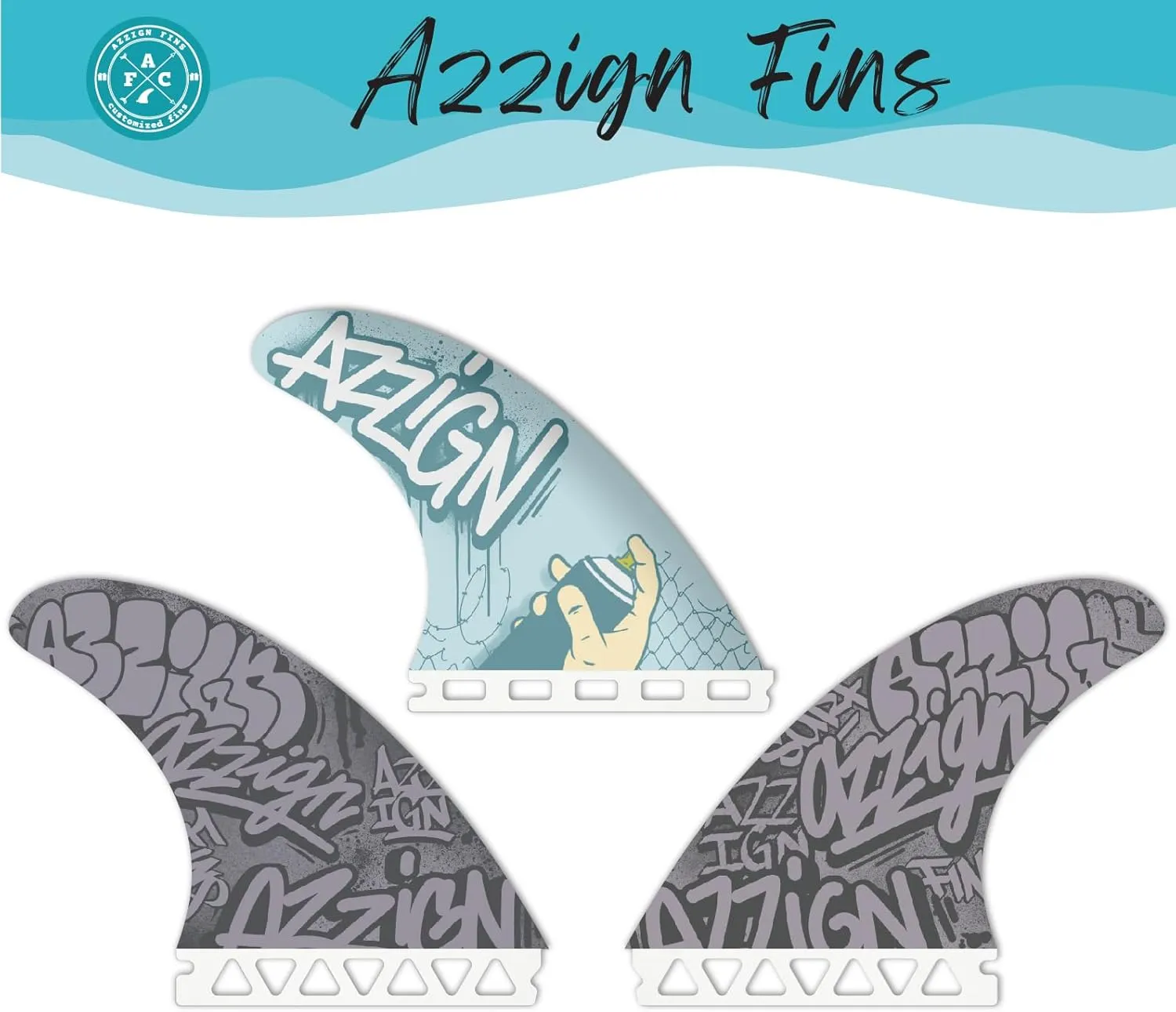 Thruster Surfboard Fins - Fins for Surf Boards, Honeycomb Fiberglass Key, Single and Dual Tab, Quick Release Slide in Center Fin (3 Fins)