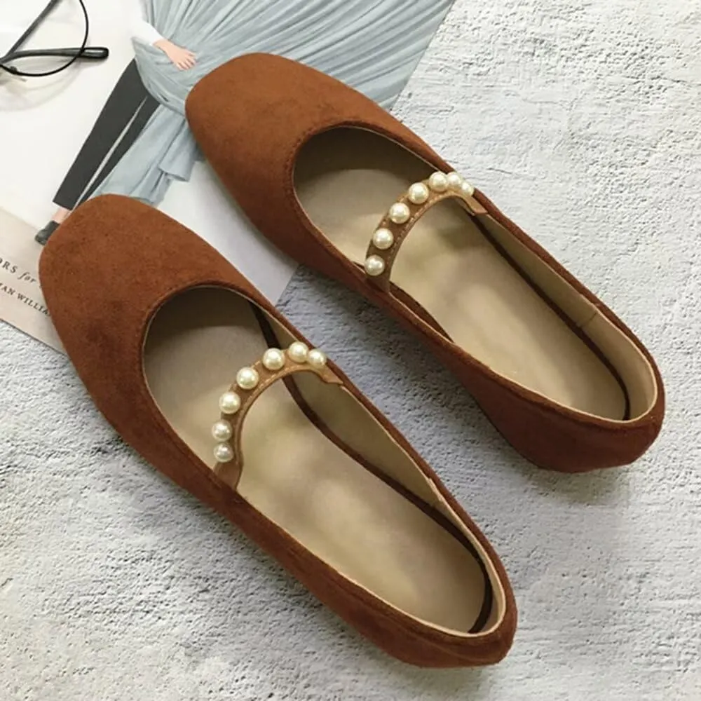 TN TANGNEST Flats for Women Classical Square Toe Mary Jane Flats Soft One Line Strap Flats Slip On Flats