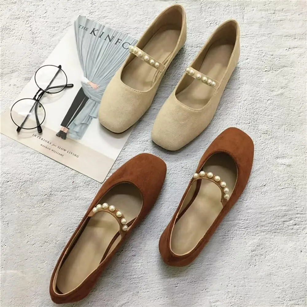 TN TANGNEST Flats for Women Classical Square Toe Mary Jane Flats Soft One Line Strap Flats Slip On Flats