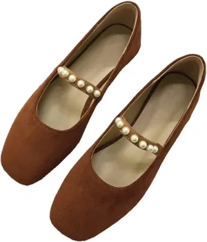 TN TANGNEST Flats for Women Classical Square Toe Mary Jane Flats Soft One Line Strap Flats Slip On Flats