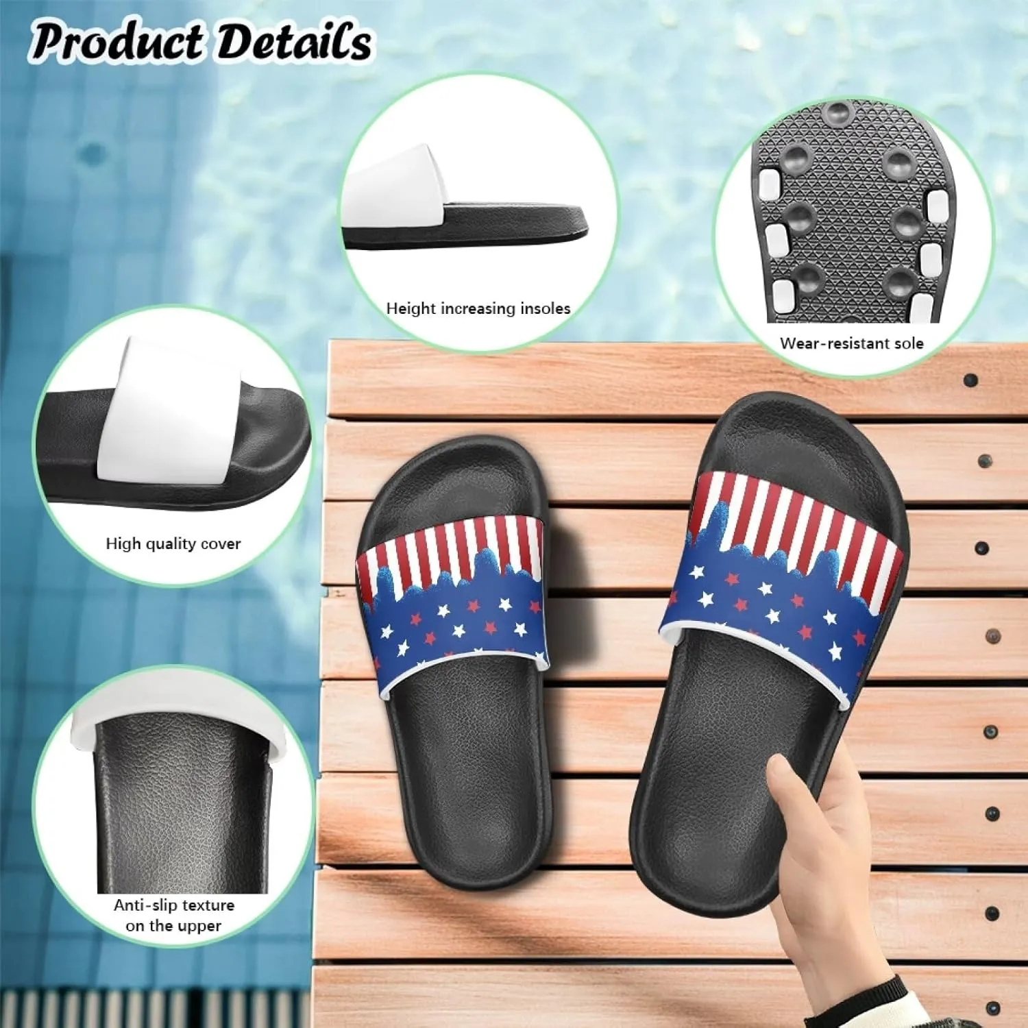 Toddler Slide Sandals Lightweight Slippers Slip Resistant Footwear Cushioned Thick Sole Beach Slides Pool Sandals