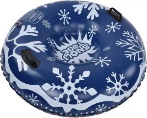 Topyond PVC Winter Inflatable Ski Circle with Handle, Excellent Air Tightness, Snow Tube Skiing Accessories, Deep Blue, ASTM Certified
