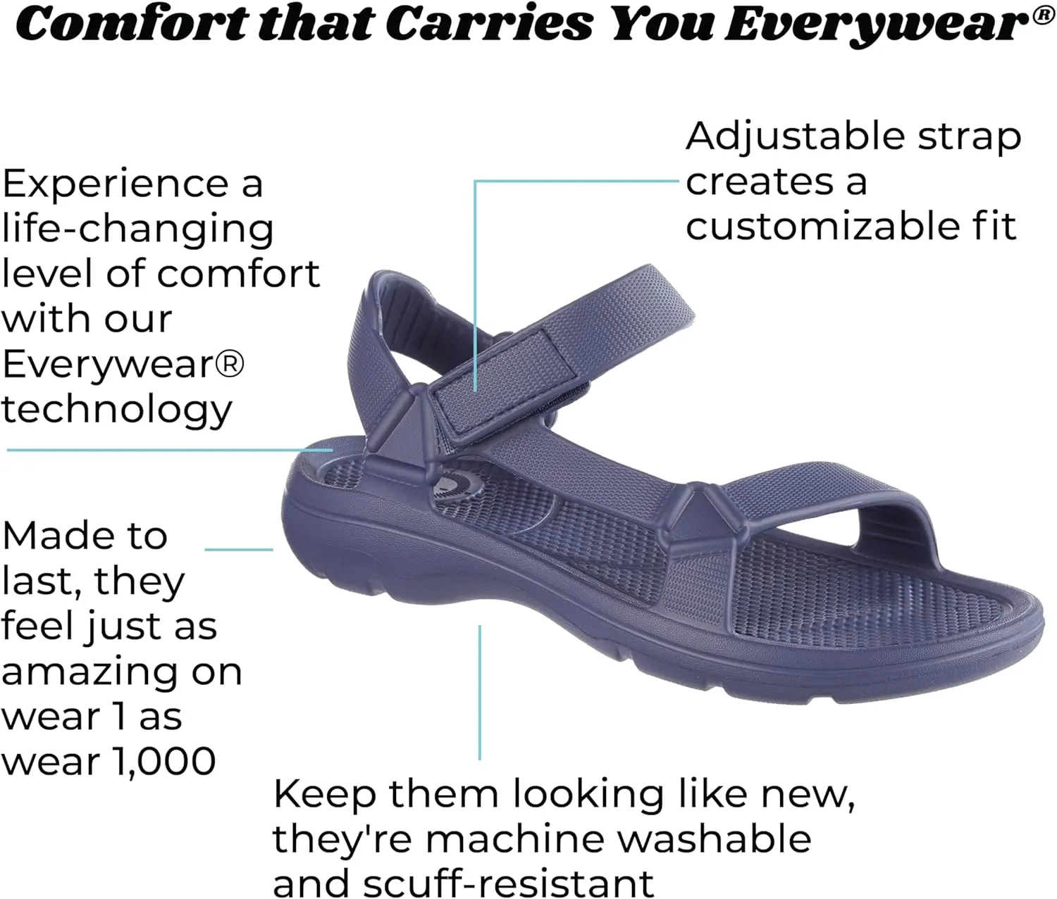 totes Men's Everywear Adjustable Riley Sport Sandal