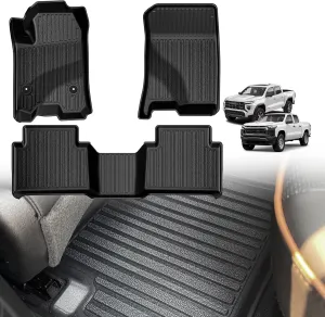TripleAliners for 2025 2024 2023 Colorado & Canyon Floor Mats Crew Cab 1st & 2nd Row All Weather TPE Material Front Rear Full Set Liners Compatible with Chevy Colorado/GMC Canyon 2023-2025 Accessories