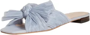 Tscoyuki Women's Flat Slide Pleated Bow Sandals, Slip On Open Toe Sandals Party Slippers Dress Wedding Shoes