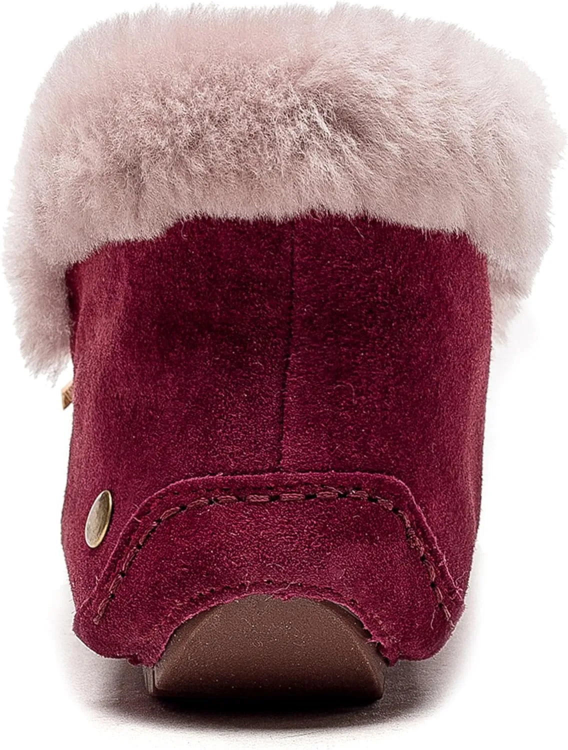 U-lite Women's Moccasin Slippers with Warm Wool Lining, Pigskin Leather Non-Slip Rubber Sole for Indoor and Outdoor Casual Winter Flat Shoes