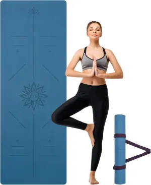 U&M Yoga Mat Non-Slip, Exercise Mat with Carrying Strap for Home Yoga,Pilates & Meditation Stretching, Floor & Fitness Workouts, 72"x26" x1/6" Thick Fitness Mats Non-Slip Natural Rubber Base & PU Top
