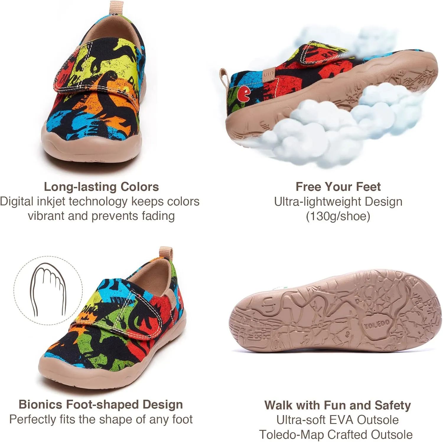 UIN Kid's Casual Slip-on Canvas Loafers Boys Girls Shoes Fashion Sneakers Funny Painted Travel Shoes