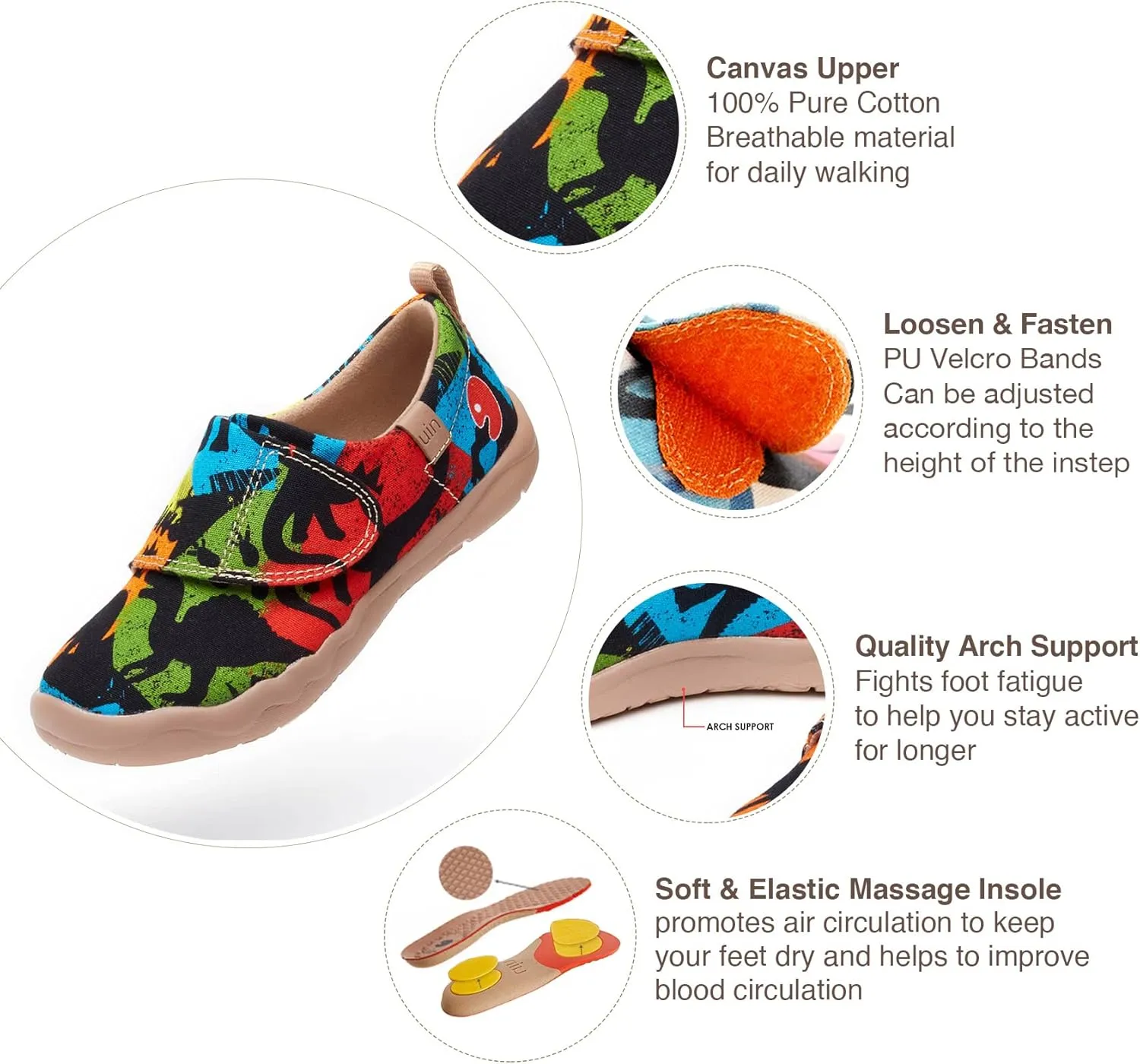 UIN Kid's Casual Slip-on Canvas Loafers Boys Girls Shoes Fashion Sneakers Funny Painted Travel Shoes