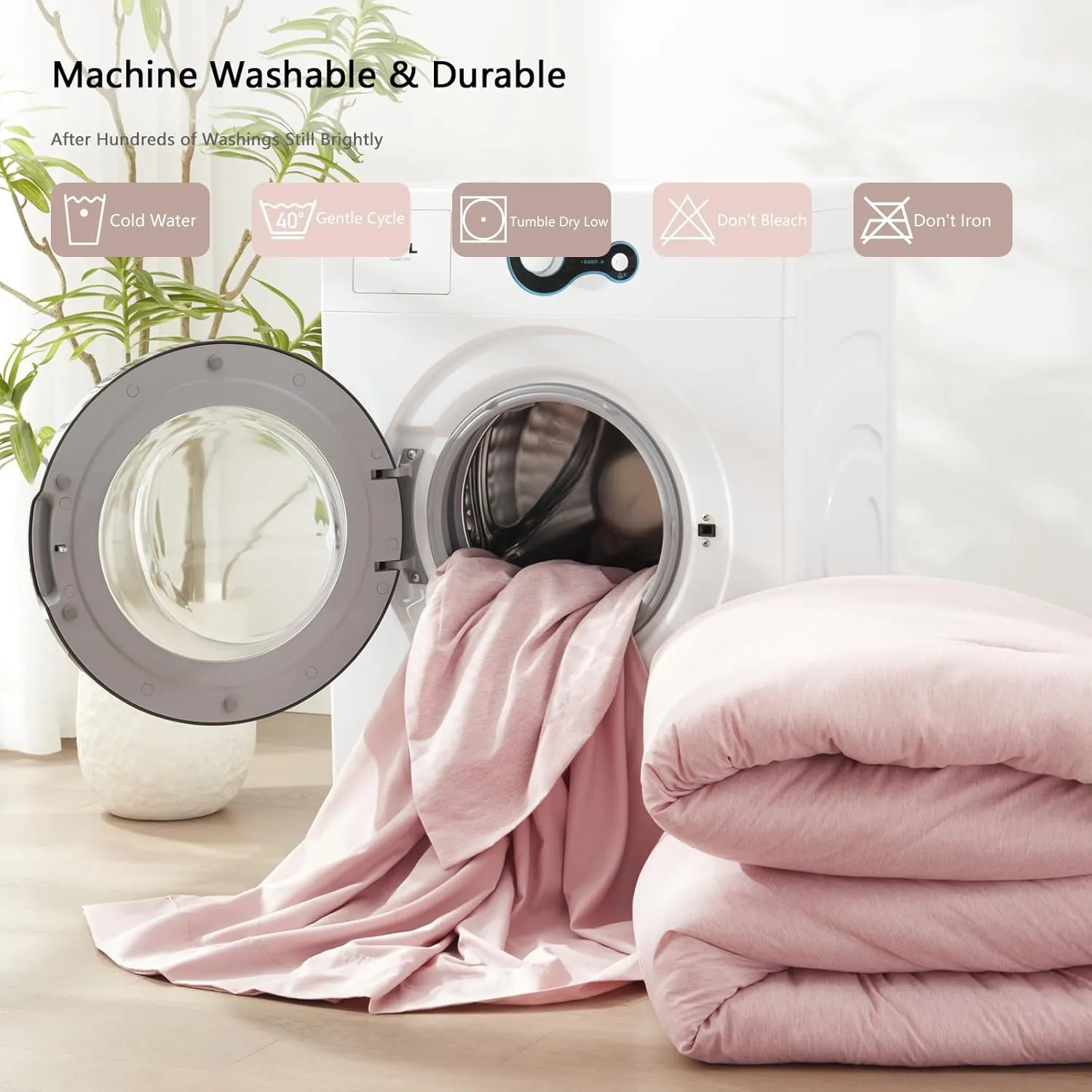 UNILIBRA King Comforter Set 7 Pieces Bed in a Bag - Pink King Soft Bedding Set for All Seasons - Cationic Dyeing Bed Comforter Sets with Comforter, Flat Sheet, Fitted Sheet, Pillowcases & Shams