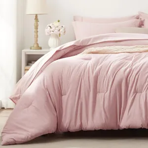 UNILIBRA King Comforter Set 7 Pieces Bed in a Bag - Pink King Soft Bedding Set for All Seasons - Cationic Dyeing Bed Comforter Sets with Comforter, Flat Sheet, Fitted Sheet, Pillowcases & Shams