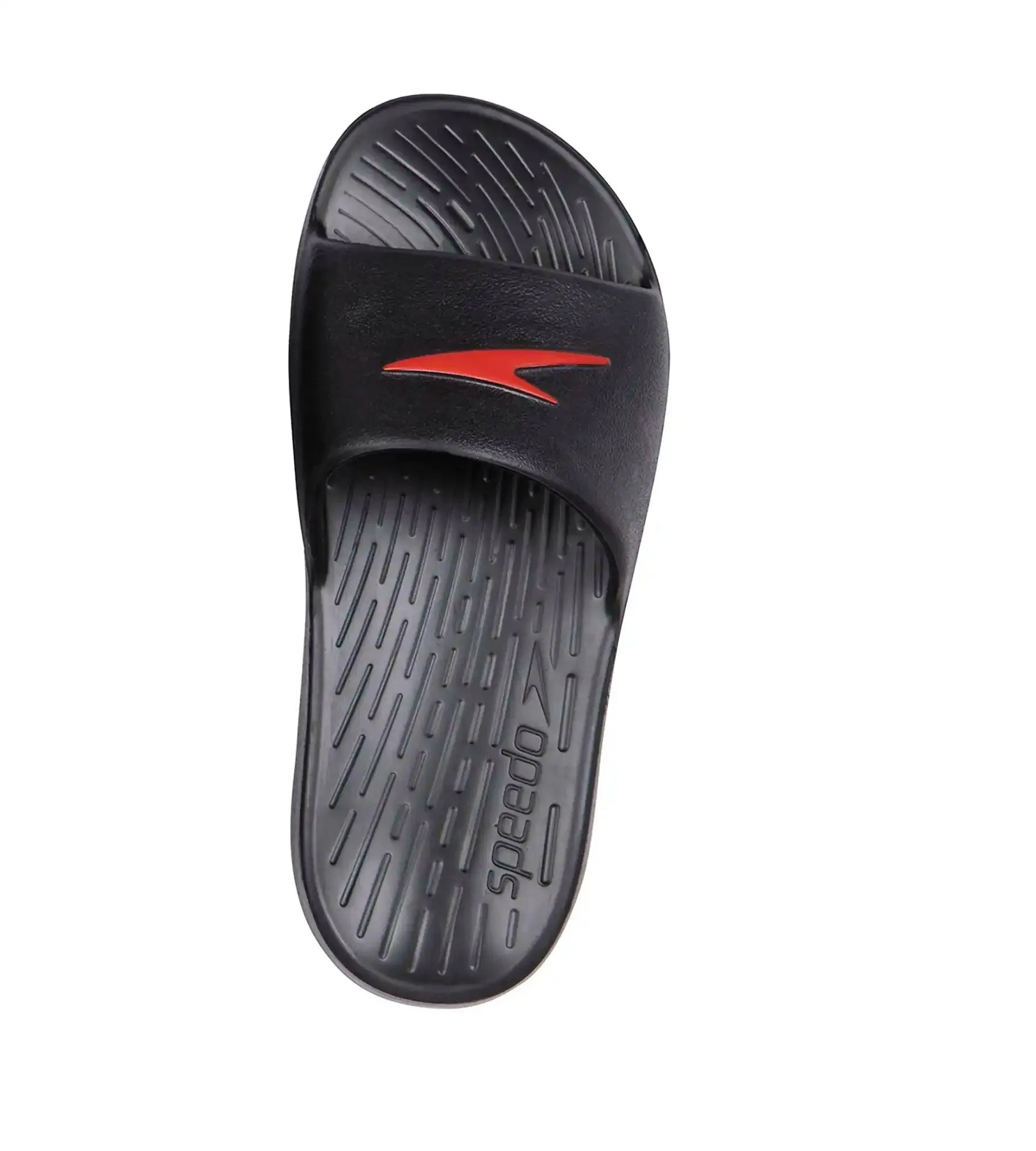 Unisex Junior's Single Colour Slides For Boys and Girls - Black & Lava Red