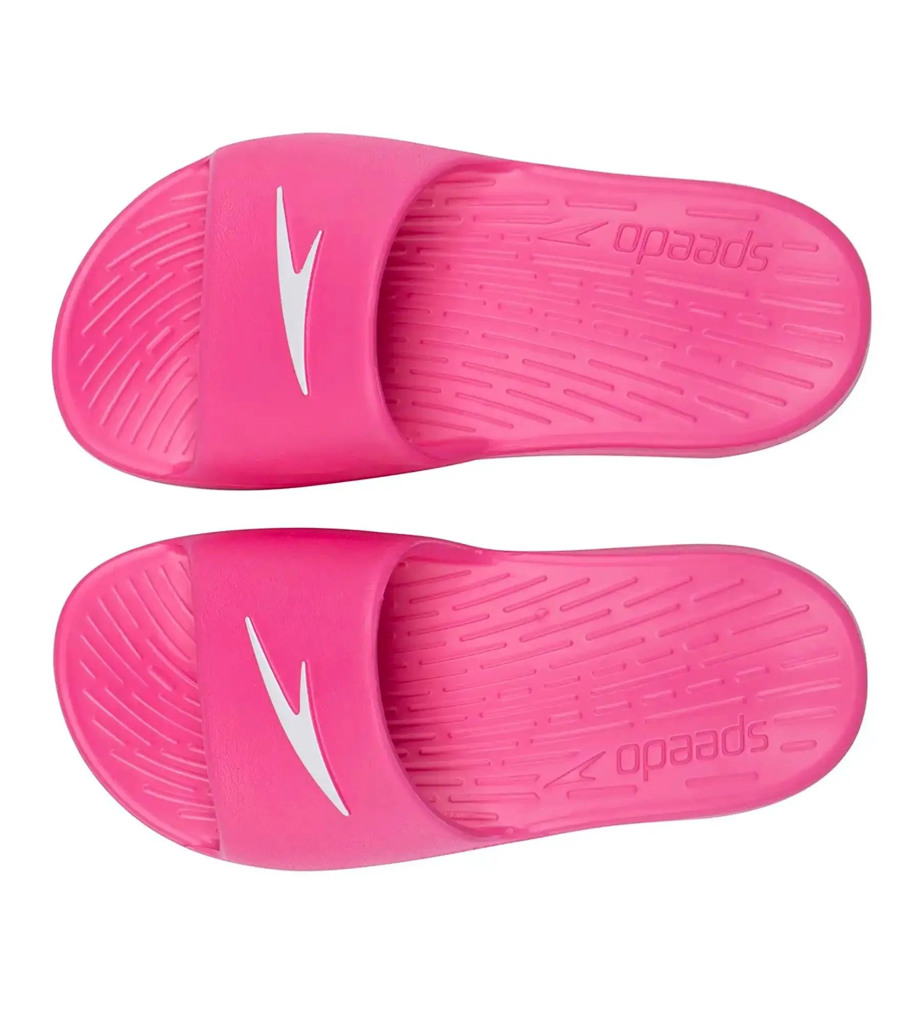 Unisex Junior's Single Colour Slides For Boys and Girls - Electric Pink & White