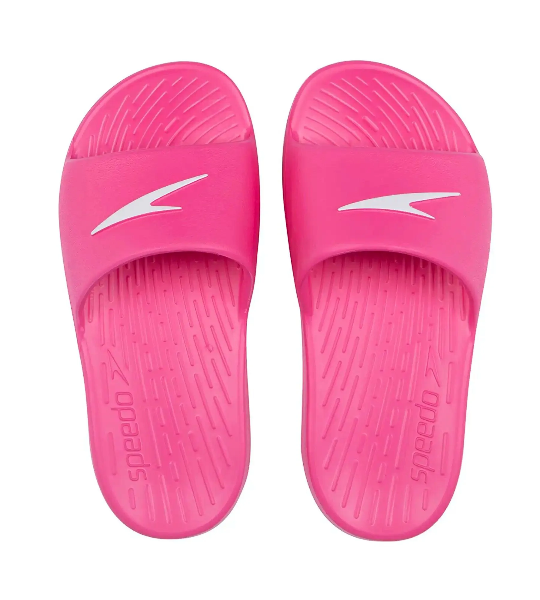 Unisex Junior's Single Colour Slides For Boys and Girls - Electric Pink & White