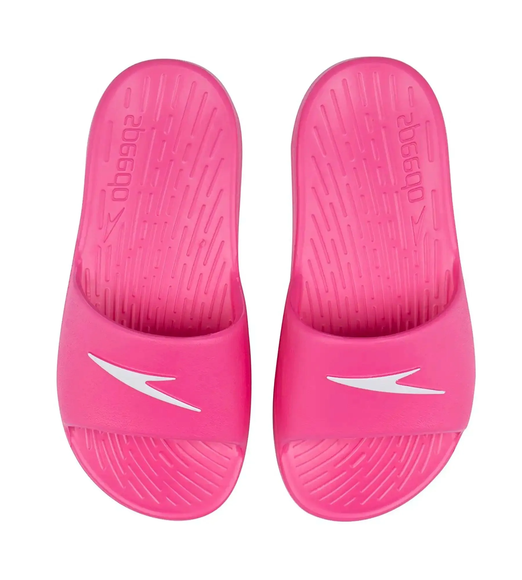 Unisex Junior's Single Colour Slides For Boys and Girls - Electric Pink & White