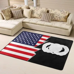United States Air Force Manpower & Personnel Badge and America Area Rug 63x48in Rugs for Living Room Indoor Floor Non-Slip Rug Washable Large Rug Indoor Decorative Carpet Yoga Floor Mat